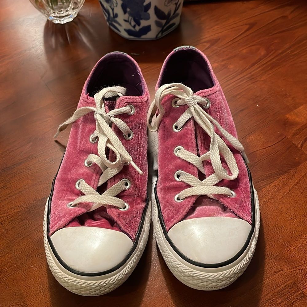 CONVERSE Chuck Taylor All Star Velvet Double Tongue Casual Sneakers  Kids Size 2 - Picture 4 of 9